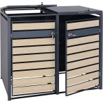 Abri de poubelle en m�tal pour deux poubelles de 80 a 240 litres anthracite aspect bois d h�tre marron ...