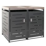 Abris poubelles verrouillable capacit� de 80 a 240 litres avec bac a plantes acier inoxydable - m�tal ...