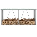 Abri de rangement pour bois de jardin avec sol ventil� acier galvanis� vert 330x84x152 cm