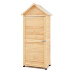 Abri de rangement ext�rieur - duoku - grand en bois - 28 x 63 pouces - bois naturel + vernis transparent ...