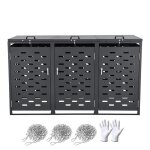 Abri de rangement pour poubelles - duoku - 3 x 52, 79 gal - armoire verrouillable etanche avec couvercle ...