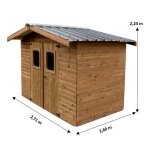 Abri therma en bois - 7, 04 m - sans plancher - toit double pente bac acier