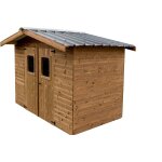 Abri thermabri madriers - 7, 62 m sans plancher - toit double pente bac acier