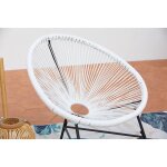Acapulco : ensemble 2 fauteuils oeuf + table basse blanc