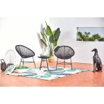 Acapulco : ensemble 2 fauteuils oeuf + table basse gris