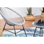 Acapulco : ensemble 2 fauteuils oeuf + table basse gris clair