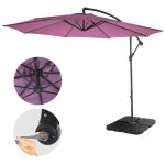 Acerra, parasol, protection solaire,  3m inclinable, polyester / acier 11kg lavande avec support