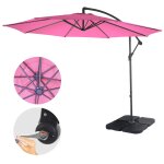 Acerra, parasol, protection solaire, � 3m inclinable, polyester / acier 11kg rose avec support
