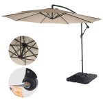 Acerra, parasol, protection solaire, � 3m inclinable, polyester / acier 11kg sable - beige avec support ...