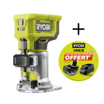 Affleureuse � bois ryobi 18v one + rtr18 - 0 - batterie 4, 0ah et chargeur offerts