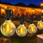 Aiou - guirlande guinguette led, guirlande lumineuse extrieur g40 avec 25 + 2 lumires incassables - ...