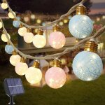 Aiou - guirlande lumineuse exterieure solaire - 8m 160 led guirlande lumineuse solaire avec boule de ...