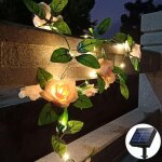Aiou - guirlande lumineuse solaire de jardin - 5 m - 50 led - etanche - roses blanches chaudes - pour ...