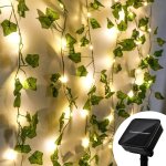 Aiou - lierre artificiel guirlande lumineuse solaire, guirlande lumineuse solaire, 10m 100 leds guirlande ...