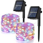 Aiou - [lot de 2] guirlande lumineuse exterieur solaire, 12m 120 led guirlande guinguette no�l solaire ...