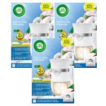 Air wick lot de 3 diffuseurs electrique dsodorisant huiles essentielles fleur de coton et orchide