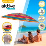 Aktive parasol de plage sun&confort Ø anti - vent uv50 avec m�t inclinable 220cm unisex one size multicolore ...