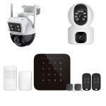 Alarme maison wifi et gsm 4g sans fil connect�e casa noire avec 2 cam�ras double objectif - kit 1