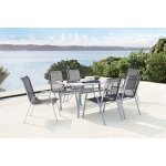 Alassio 6 : ensemble table en aluminium + 6 chaises en acier