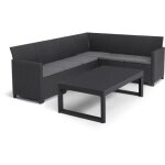 Allibert by keter - salon de jardin sanremo lyon 6 places - table basse 2 positions - imitation rotin ...