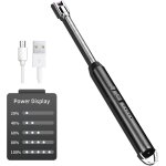 Allume bougie electrique, briquet arc electrique rechargeable usb avec affichage de batterie led long ...