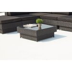 Amorgos noir : salon de jardin d'angle en r�sine tress�e noire poly rottin