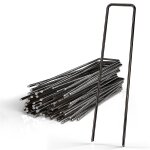 Intirilife 50 x piquets d'ancrage 150 x 25 x 2, 7 mm en acier noir inoxydable - fixation de voile de ...