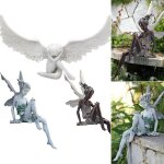 Ange sculpture f�e assis statue fontaine de jardin d�coratif ornement r�sine figurine ange sculpture ...