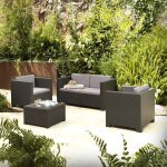 Ankara 4 coffre : salon de jardin 4 places effet r�sine inject�e gris anthracite + coffre