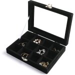 Anneaux / boucle doreille organisateur plateau avec couvercle transparent velours tiroir insert bijoux ...