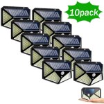 Applique murale solaire  100 led avec dtecteur de mouvement, applique murale tanche, 4 cts, jardin ...