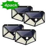 Applique murale solaire  100 led avec dtecteur de mouvement, applique murale tanche, 4 cts, jardin ...