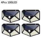 Applique murale solaire avec capteur de mouvement pir, lampadaire classique pour jardin et cour, 100led, ...