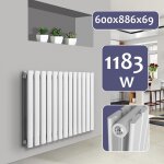 Aquamarin radiateur horizontal -  panneau plat double, 600 x 886 x 69 mm, acier, blanc - chauffage ...