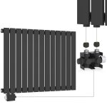 Aquamarinâ® radiateur horizontal avec valve thermostatique - 600x886x52 mm, panneau plat simple, acier, ... Aquamarinâ® radiateur horizontal avec valve thermostatique - 600x886x52 mm, panneau plat simple, acier, ...