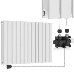 Aquamarinâ® radiateur horizontal avec valve thermostatique - 600x886x69 mm, panneau plat double, acier, ... Aquamarinâ® radiateur horizontal avec valve thermostatique - 600x886x69 mm, panneau plat double, acier, ...