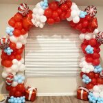Arche de ballons de no�l 256 pi�ces - d�coration festive rouge, bleu et blanc f�te