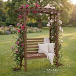 Arche a roses avec banc hwc - q21, arche de jardin, tuteur, banc de jardin en bois, certifi� mvg, 201 ...