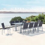 Arezzo 10 gris : salon de jardin extensible en aluminium + 10 assises en textilne