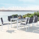 Arezzo 8 blanc : salon de jardin extensible en aluminium + 8 assises en textil�ne