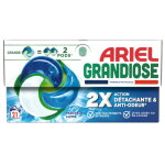 Ariel grandiose pods, lessive liquide en capsules 21 lavages, fra�cheur alpine 2 actions : d�tachante ...