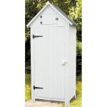Armoire / cabine de jardin en bois lasur� blanc avec 3 rangements