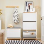 Armoire � chaussures avec 3 abattants effet bois blanc