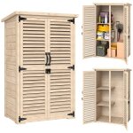 Armoire de jardin abri de jardin 2 portes persiennes 2 etag�res toit bitum� bois sapin pr� - huil�
