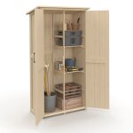 Armoire de jardin en bois 90 x 50 x 160 cm avec toit inclin� double porte et etag�res