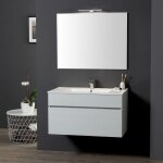 Armoire de salle de bains suspendue 90cm lavabo promenade et miroir sole