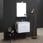 Armoire de toilette 60 cm avec lavabo et miroir, ligne carree