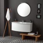 Armoire de toilette suspendue 102 cm laque blanc avec miroir rond riva