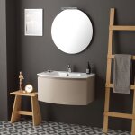 Armoire de toilette suspendue cm82 avec commode cappuccino courbee polie riva