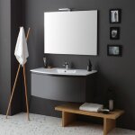 Armoire de toilette suspendue courbe 102 cm gris ardoise rectangulaire miroir riva